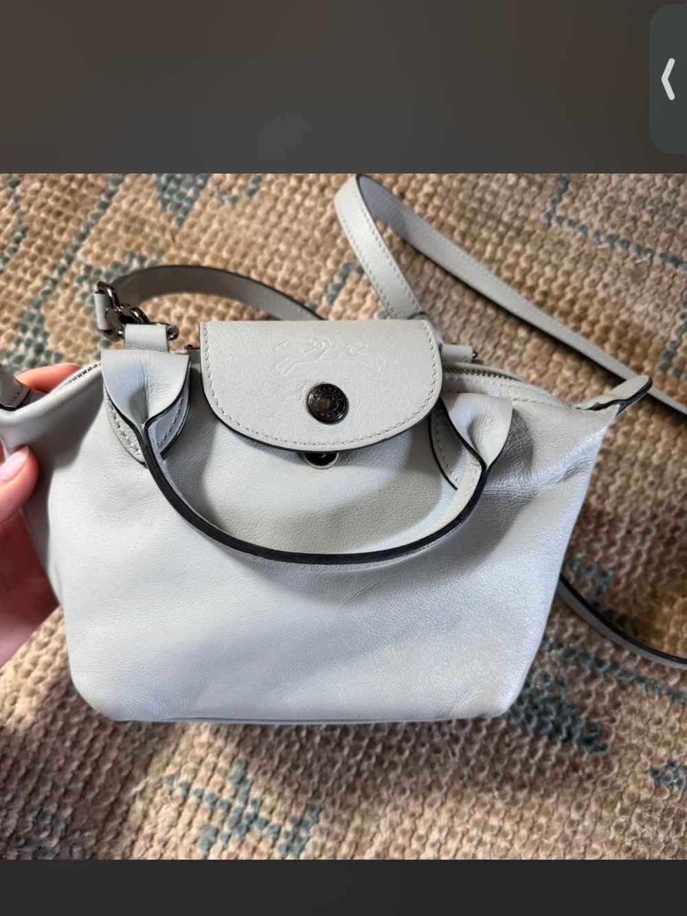 Longchamp light grey le pileage leather